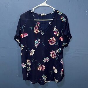 Maurices Navy Floral Blouse